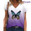 Женская удобная универсальная летняя повседневная футболка с V-образным вырезом и 3D-принтом