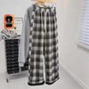 Women's Plaid High-Waist Fleece-Lined Wide-Leg Casual Pants