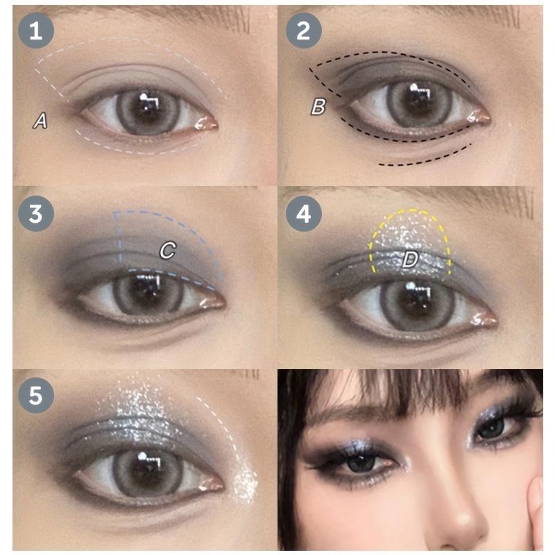 Палетка теней для век 15 цветов Матовый и шиммерный финиш, Смоки панк макияж с блестящими акцентами, Смешанные оттенки для повседневного и особого случая