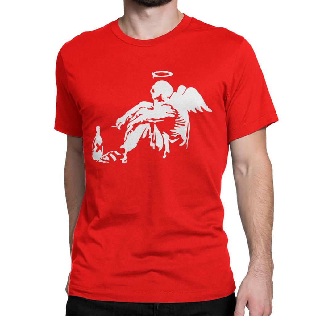 Футболка Banksy Fallen Angel для мужчин и женщин, 100% хлопок, винтажная футболка, круглая горловина, футболка с коротким рукавом, одежда, подарок на день рождения