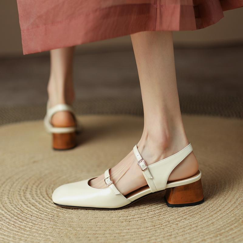 2024 Лето Новые Женские Босоножки На Высоком Каблуке Модные Туфли На Толстом Каблуке Вечерние Повседневные Туфли Из Натуральной Кожи Женская Обувь Сандалии Женские