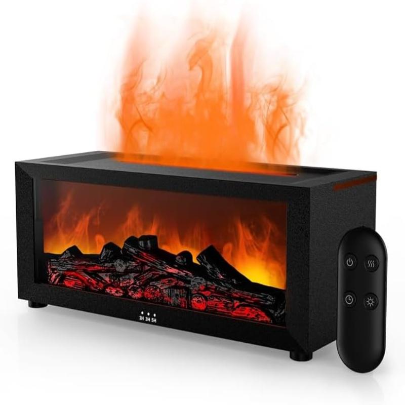 Aroma Diffuser Fireplace Oil Flame 7 Color Changing Lights Aromatherapy Air Diffuser Essential Oil Cool Mist Humidifier With Timer Remote