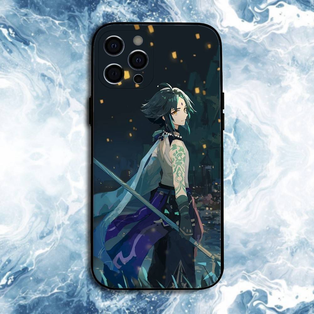G-Genshin-Impact-Xiao Phone Case For iPhone17,16,15,14,13,12,11 Plus,Pro Max, Soft Silicone Black Cover