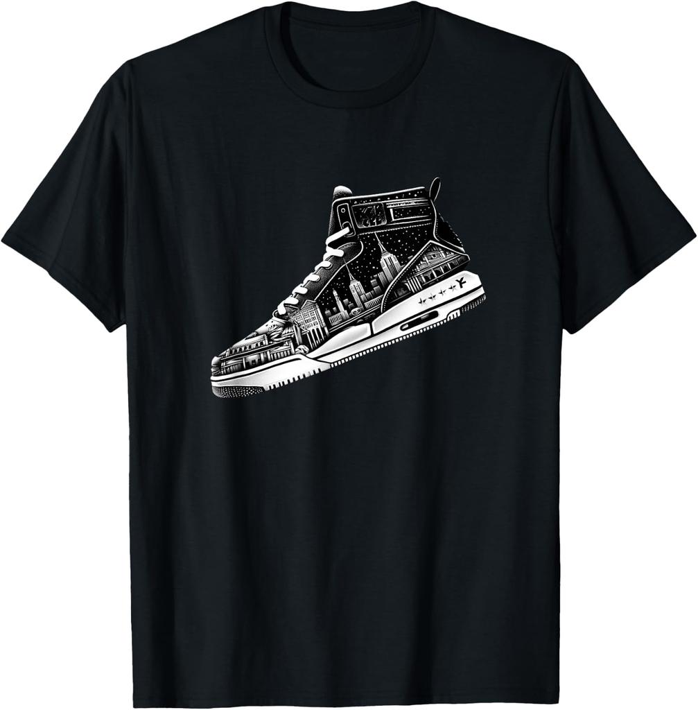 Downtown Chicago Sneaker Black and White Graphic T-Shirt