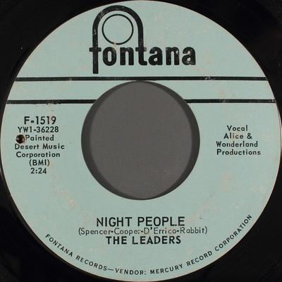 7-дюймовая пластинка LEADERS - Night People / Love Will Find A Way F1519 Fontana 1965 US Соул/Фанк Б/У