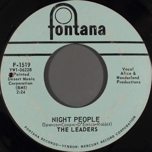 7-дюймовая пластинка LEADERS - Night People / Love Will Find A Way F1519 Fontana 1965 US Соул/Фанк Б/У