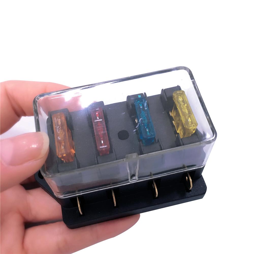 DC12V 24V 40A 1PCS 4 Way Fuse Box Circuit Car Trailer Auto Blade Fuse Box Block Holder ATC ATO Fuse Holder With 8 Fuse And Clip Fuses4