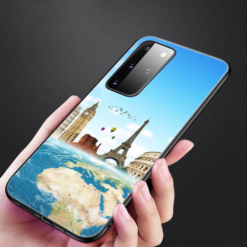 Забавный чехол для телефона с картой путешествий для Samsung Galaxy S20 S21 FE S10 Lite Note 20 10 Lite S8 S9 S10E S10 Plus, ультра черный мягкий чехол