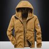 Mens Fleece Jacket Thick Warm Hooded Coat Solid Color Casual Winter Outerwear