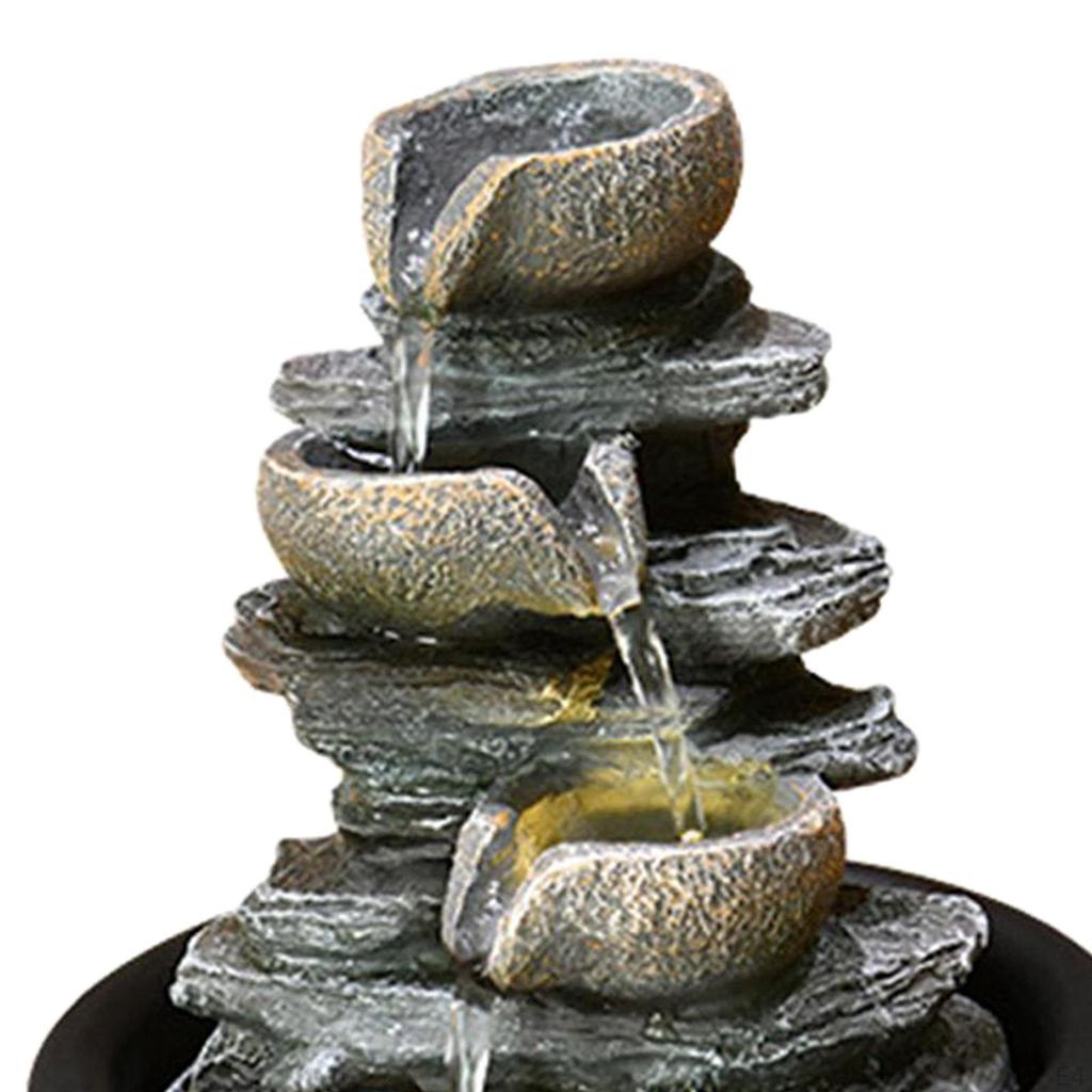 Mini Waterfall Indoor Fountains Resin Crafts Ornament Illuminated Decoration Tabletop