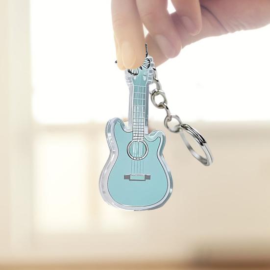 1/5 шт. Розовый брелок для ключей в виде гитары, 2D мини-подвеска в виде гитары, брелок для ключей, символ музыкальной мечты, кулон для сумки/кошелька, декор для салона автомобиля