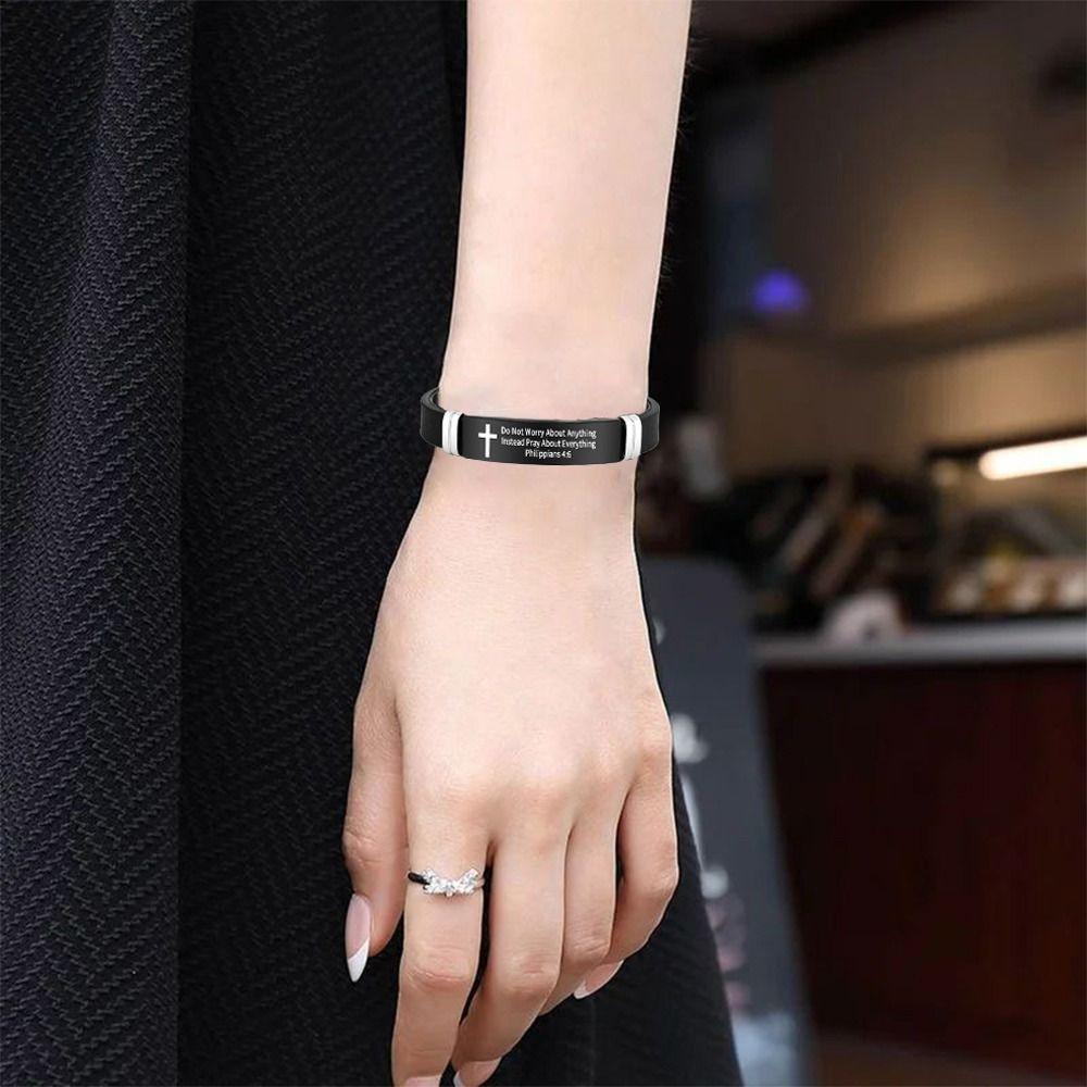 ID Wristband Family Friendship Bracelet Cross Design Christian Bracelet  Christian Gifts