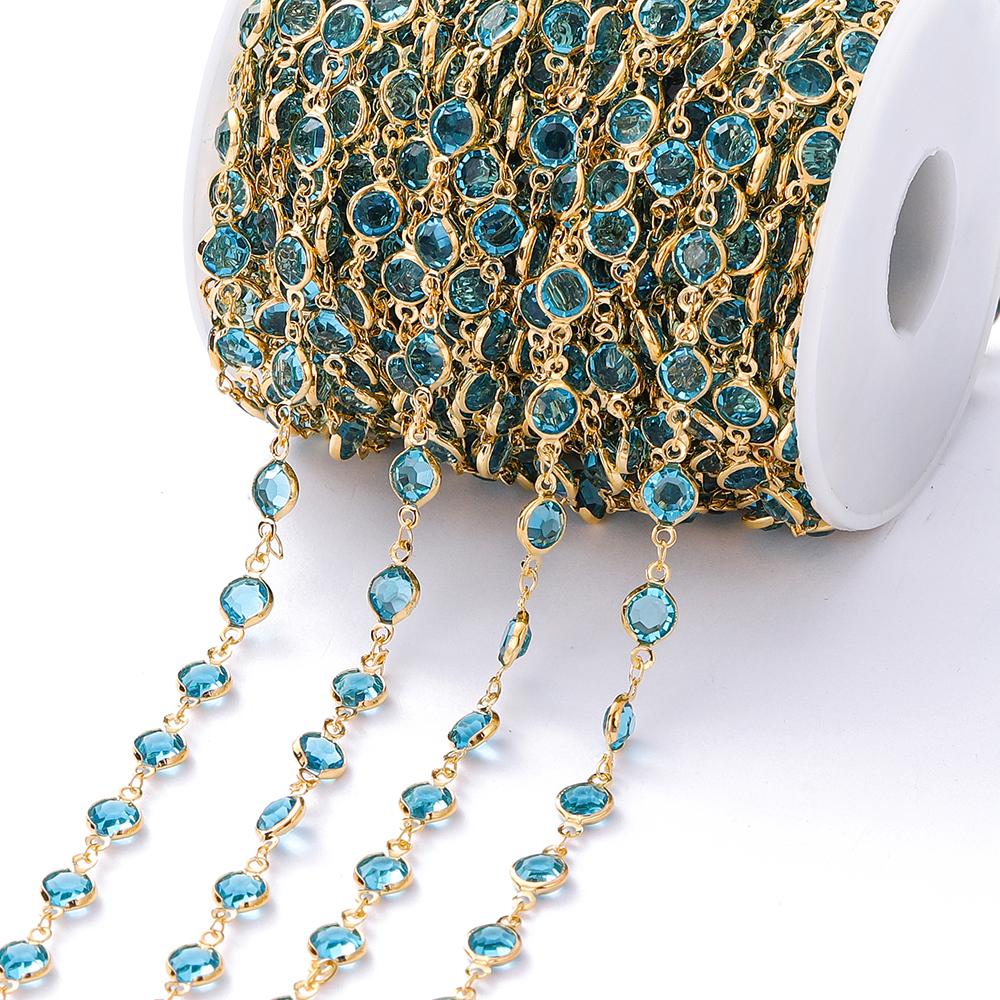 1Meter Colorful Glass Crystal Beads Chain Copper Chains for Necklace Bracelet Jewelry Making DIY Components Accessories