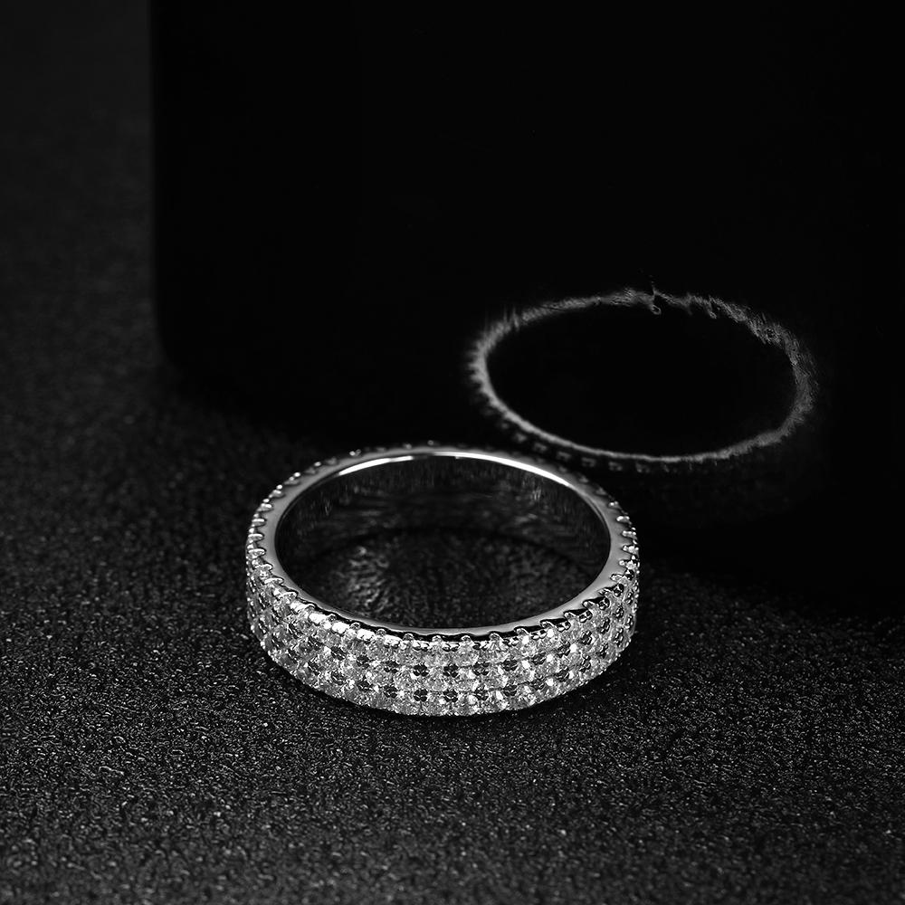 KNOBSPIN Полностью Муассанитовое Кольцо Посеребренное 18 карат Кольцо Вечности Хип-Хоп Кольца для Женщин Мужчин Вечеринки Сверкающие Украшения