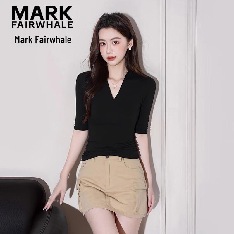 Mark Fairwhale Женская облегающая футболка с глубоким V-образным вырезом