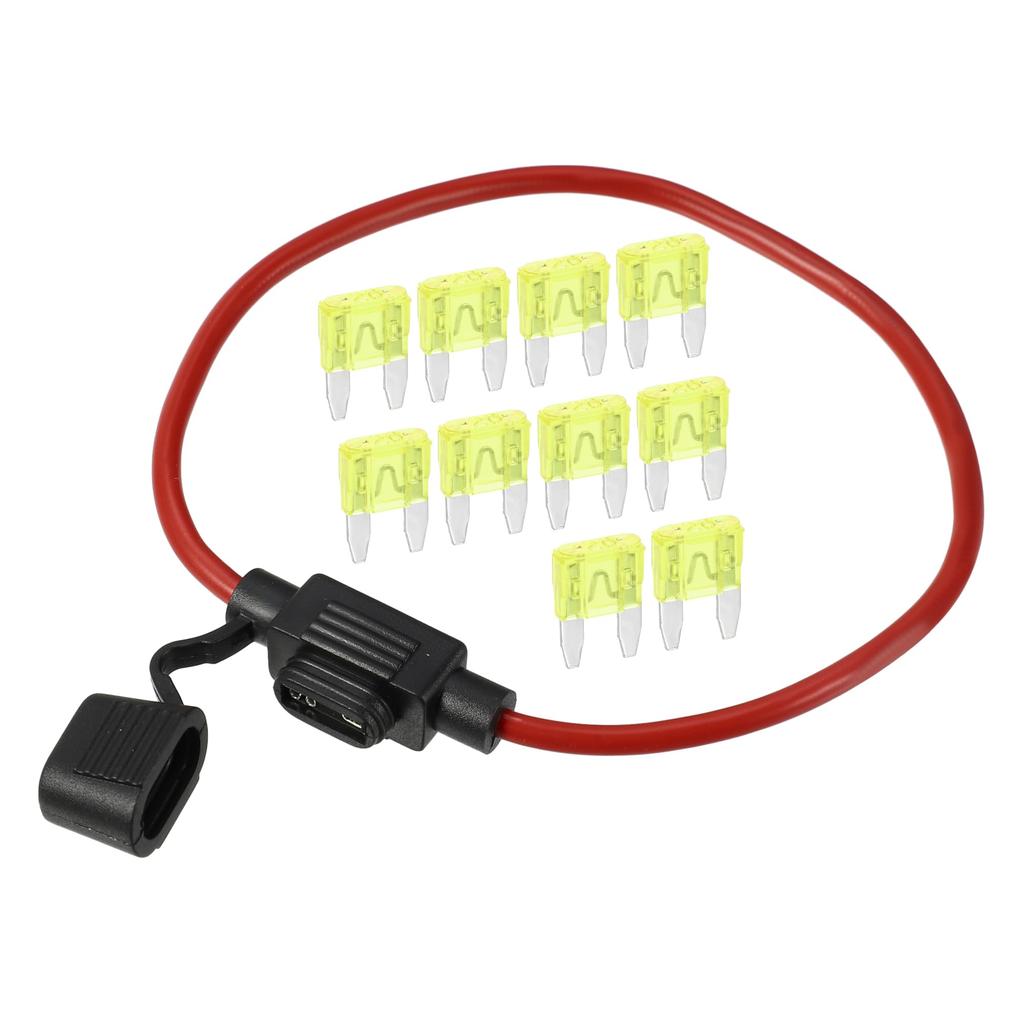 A ABSOPRO Fuse Holder 20A Mini Style Fuse 12 AWG Fuse Holder Waterproof