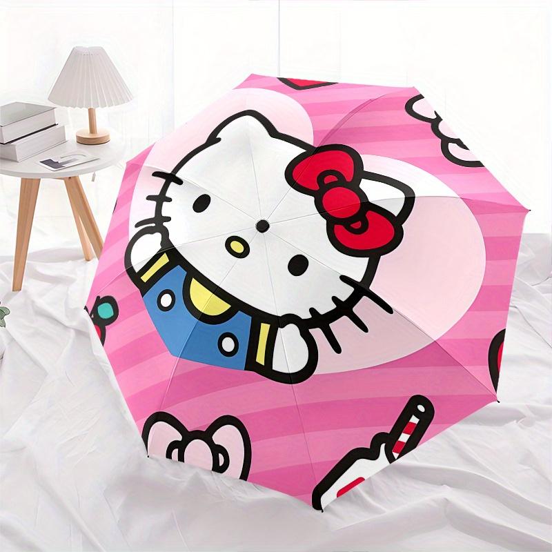 Hello Kitty, Автоматический складной зонт-трость с бантом, Прочная конструкция с 8 спицами, Компактный и стильный, Отлично подходит для кемпинга, Хэллоуина, Рождества, Дня матери