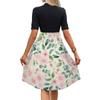 Women's Fashion Casual Belt Short Sleeve Round Neck Floral Elegant Temperament Dress