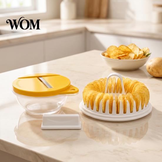Home Kitchen Accessory Microwave Potato Chip Maker, Stainless Steel Slicer DIY Crispy Snack Safe Rack Cooker, Healthy Oil Free Homemade Chips Tool for