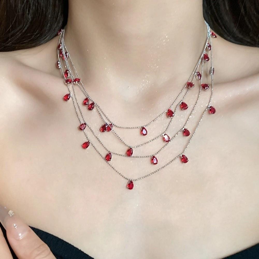 Multi Layer Water Drop Shining Choker Light Luxury Rhinestone Jewelry  Banquet