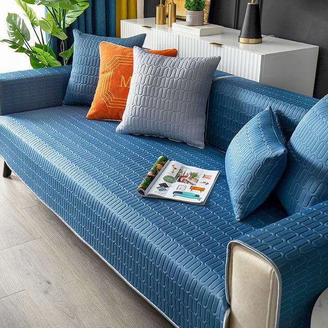 Латексный чехол для дивана из ледяного шелка, летнее прохладное ощущение, сплошной цвет, нескользящая подушка для дивана, полотенце для гостиной, четыре сезона, универсальное