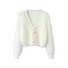 Kaslead New Arrival Women's Clothing Fashion Style Fashion Fastener Decoration Mohair Cardigan Sweater