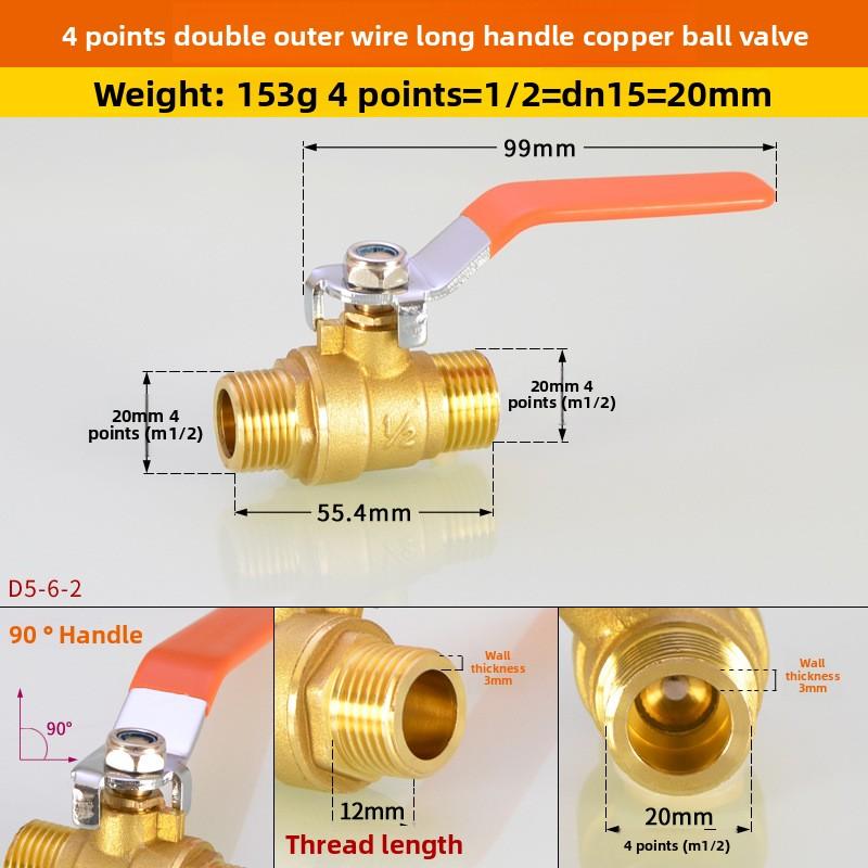 1/2 3/4 1" Brass Thread Connector Valve Water Pipe Fittings Quick Connector Ball Valve Garden Watering Irrigation Copper Coupler