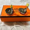Used Hermes Eclipse Metal Orange Clip-on Earrings Accessory