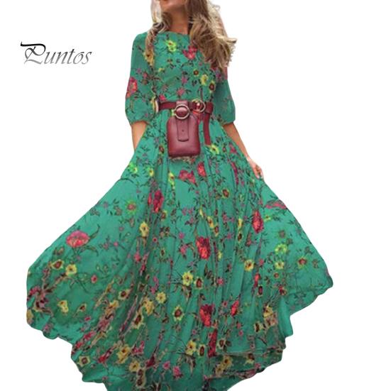 Летнее женское платье с цветочным принтом трапециевидной формы со свободным подолом в винтажном стиле с высокой талией во французском стиле с рукавами три четверти плиссированным круглым вырезом для выпускного коктейля, банкета