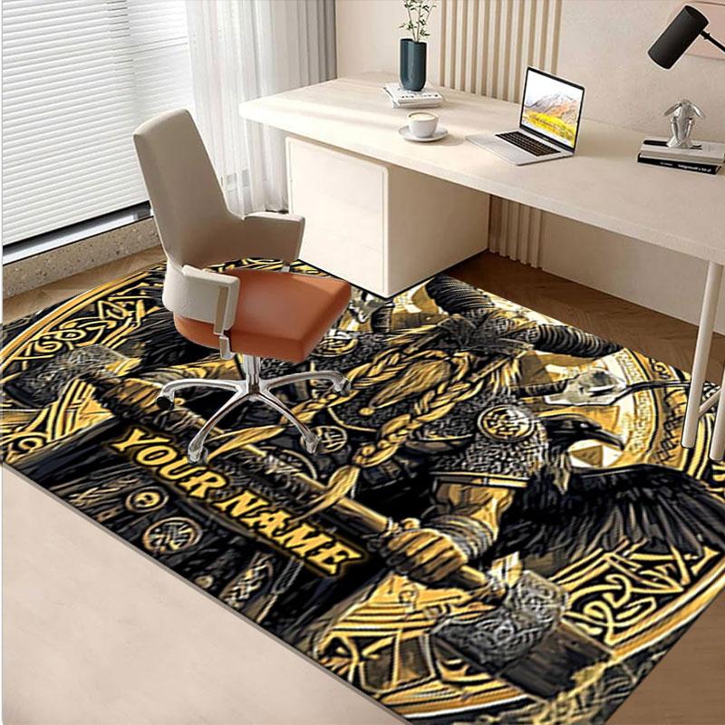 1PC Custom Name Warrior Crest Theme Floor Mat Ideal for Living Room, Game Rooms, Office, Bedroom,Floor Mat Playful Design