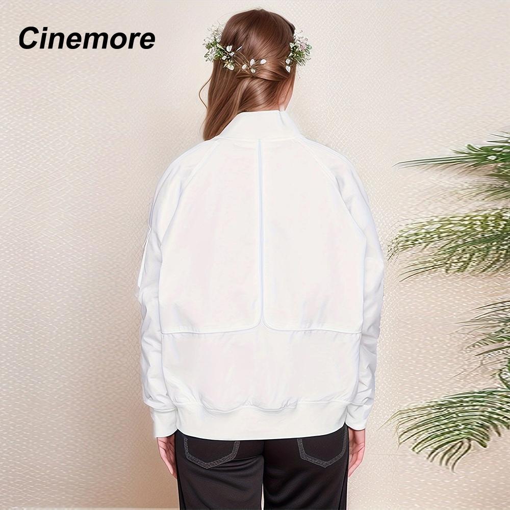 Cinemore 2024 Spring Autumn Women Jacket Short Zipper Pockets Warm Female Jacket Parkas Causal Women's Coat Female Outerwear Tops 92288