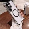 Прозрачный мягкий ТПУ противоударный чехол для Magsafe для Samsung Galaxy S25 Edge S24 Ultra S23 FE S22 + Plus Магнитная пленка для объектива Гальванизированный силиконовый чехол
