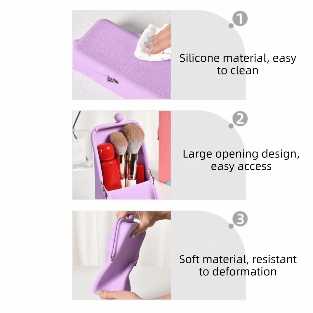 Vertical Makeup Brush Storage Bag Silicone Makeup Brush Holder Makeup Organizer  Cosmetic Tool