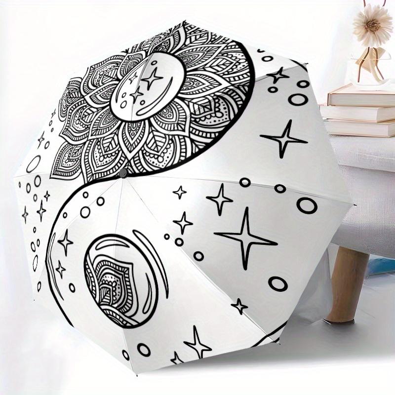 1pc Yin Yang Symbol Automatic Open/Close Umbrella, Umbrella with cartoon Design, Portable Compact Umbrella for Men & Women, Good Holiday Gif