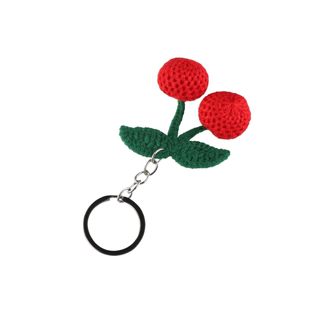 Fruit Knitted Keyring Handmade Crochet Keyring Bag Accessories Cherry Keychain DIY Jewelry