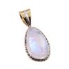 Natural Rainbow Moonstone Gemstone 925 Solid Silver Two Tone Pendant 1.25" f2k93