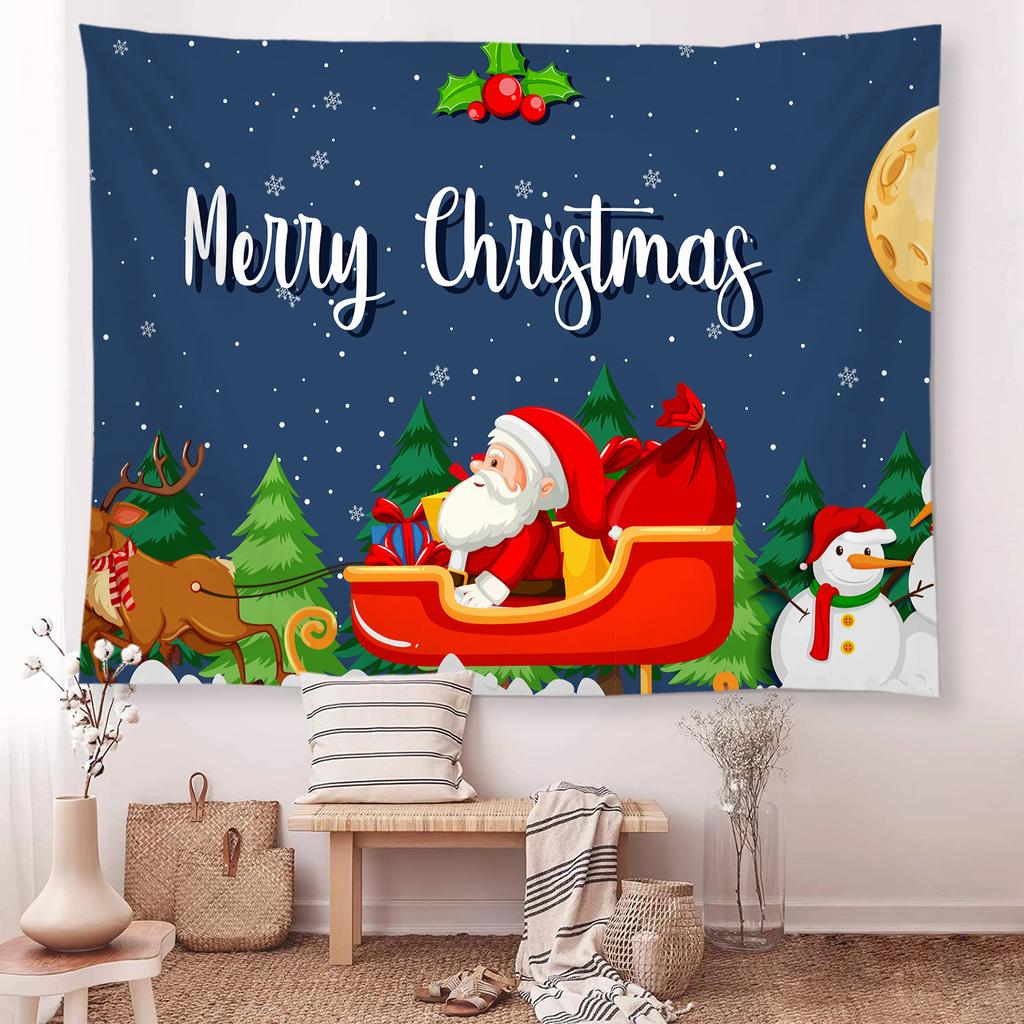 Снежная Рождественская елка камин Санта-Клаус гобелен с принтом настенный фон тканевый декор рождественское украшение для дома и комнаты