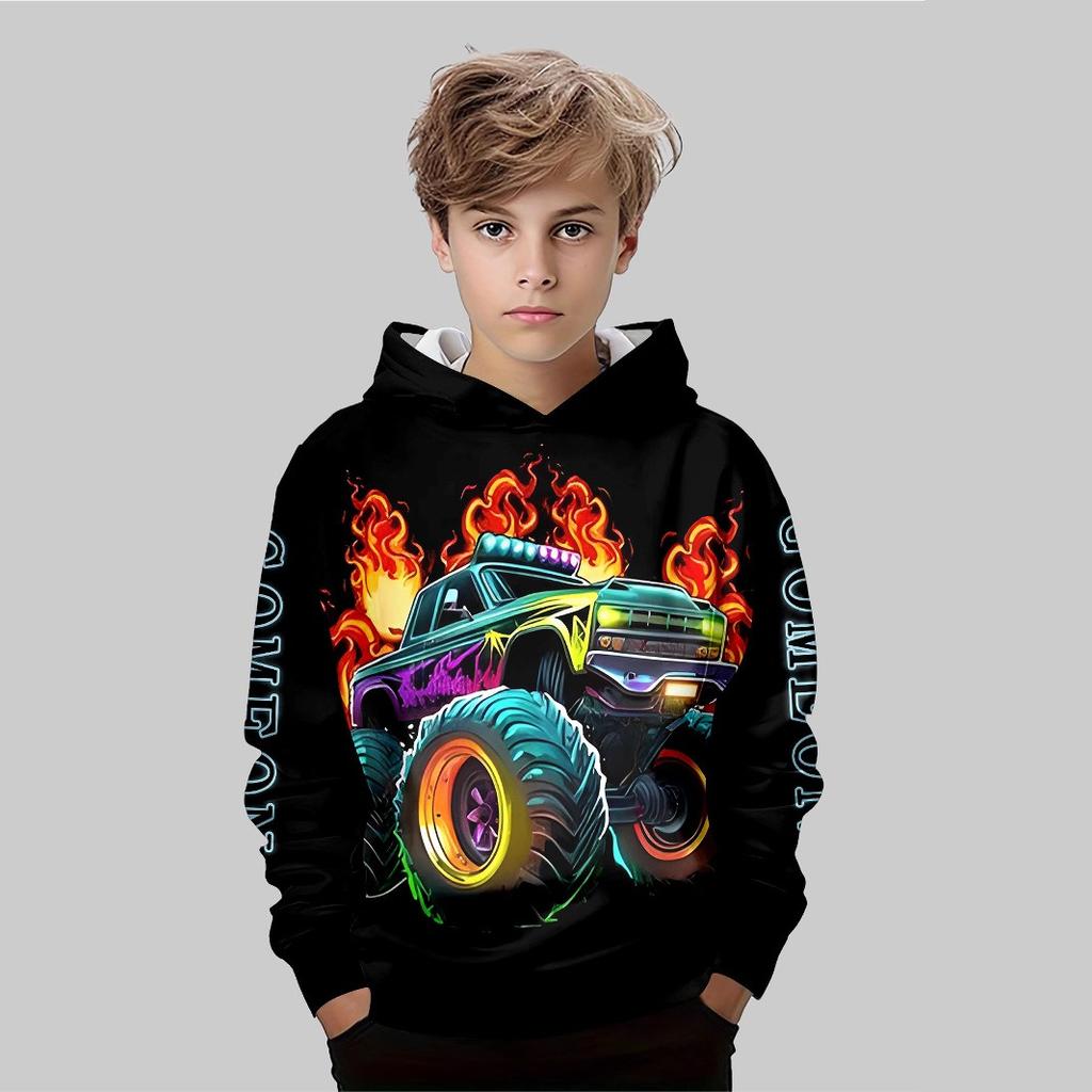 Autumn Extreme Sports Graphic 3D Printed Hoodies Fashionable Casual Sports Long Sleeved Children's Boy Hooded Sweatshirts