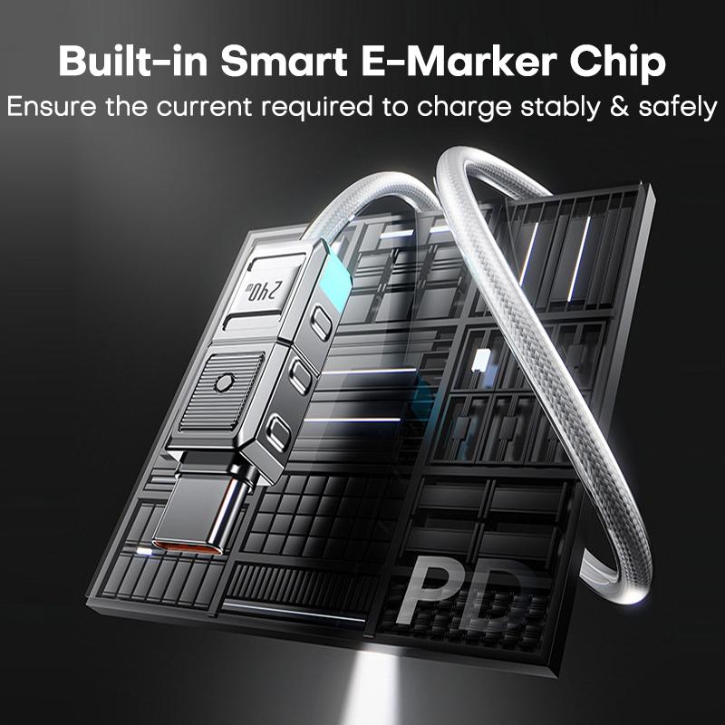 QOOVI Кабель USB C - USB Type C PD 240 Вт для зарядки ноутбука Macbook, быстрая зарядка для iPhone 16, Xiaomi, Samsung, шнур для зарядки