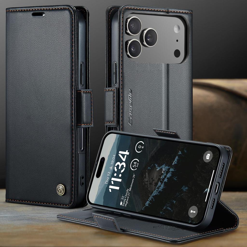 CaseMe-023 Flip Leather Case For iPhone 17 Pro Max Luxury Magnetic Wallet Card Slots Cover Stand Protectives Skins Shell