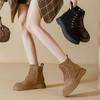 Обувь на толстой подошве, Повседневная обувь, Женские универсальные и стройнящие флисовые ботильоны, Ретро женские ботинки