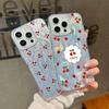 Little Cherry Print Luxury Glitter Case For iPhone 16 Pro Max 15 Pro 14 13 12 11 Hybrid TPU PC Clear Shockproof Slim Phone Cover
