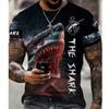 2024 Men's T-Shirts Vintage Shark T-Shirts Oversized Clothing Summer Short Sleeve Tops Street Boy Tees Pullover Men's Shirts