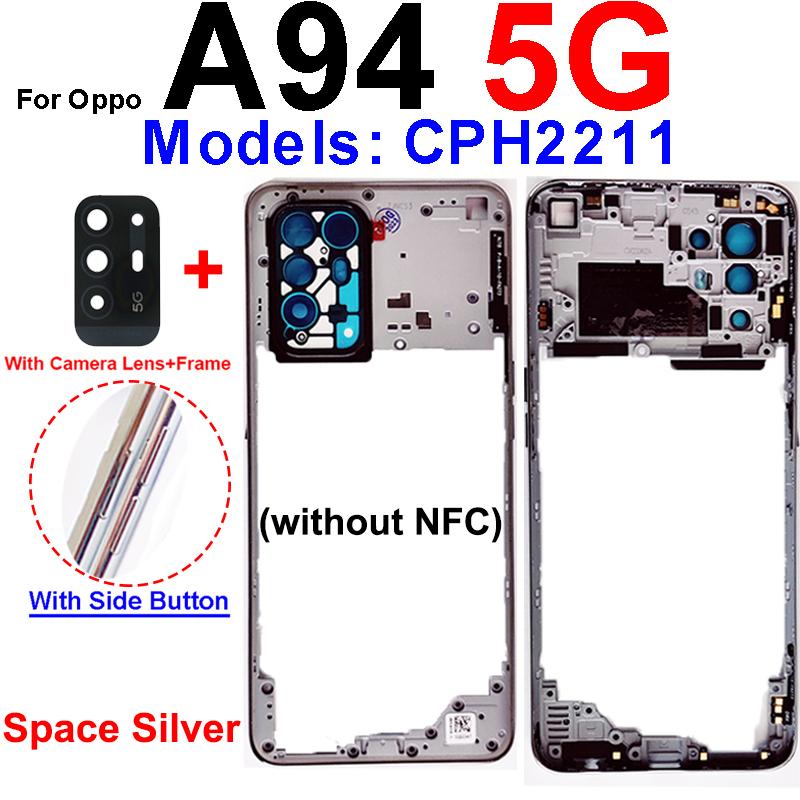 For OPPO A94 4G 5G Middle Frame Housing Cover Bezel Middle Frame With Side Button Camera Frame Lens