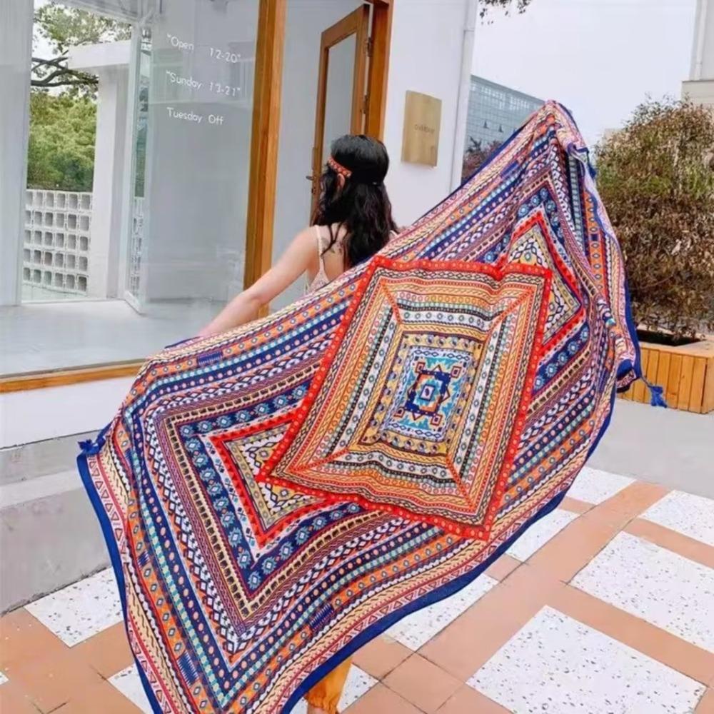 90x180cm Bikini Large Shawl Bohemian Flower Hijab Shawl New Hijab Scarf Summer