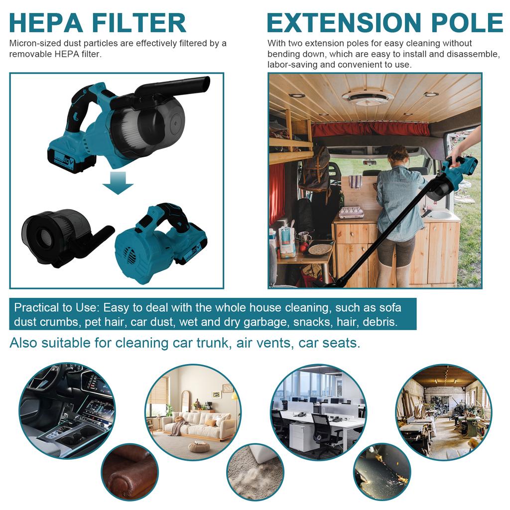 9.4Kpa литиевый автомобильный пылесос ручной домашний пылеуловитель 65AW мощная всасывающая машина