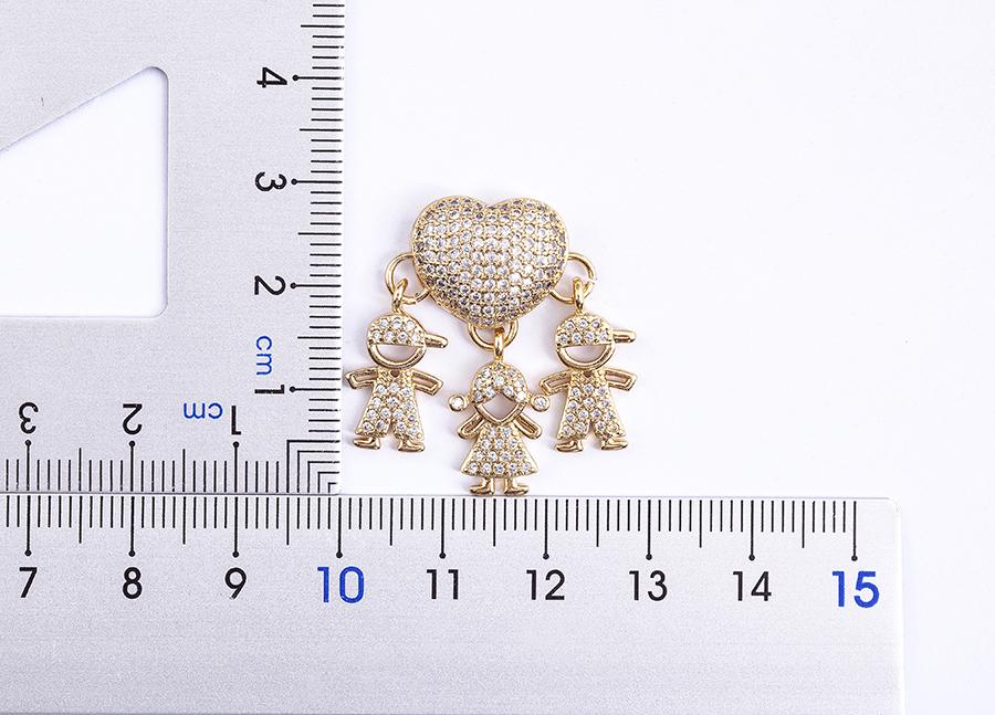 Nidin Hot Sale Son Daughter Heart Gold Plated Cubic Zirconia Family Girl Boy Pendant Necklace Chain Jewelry For Mother Gift
