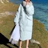 Korean Fur Collar Thick Down Coats Women 2022 Winter Casual Oversize Puffer Coats Pure Color Padded Overcoats Fashion Design Chic