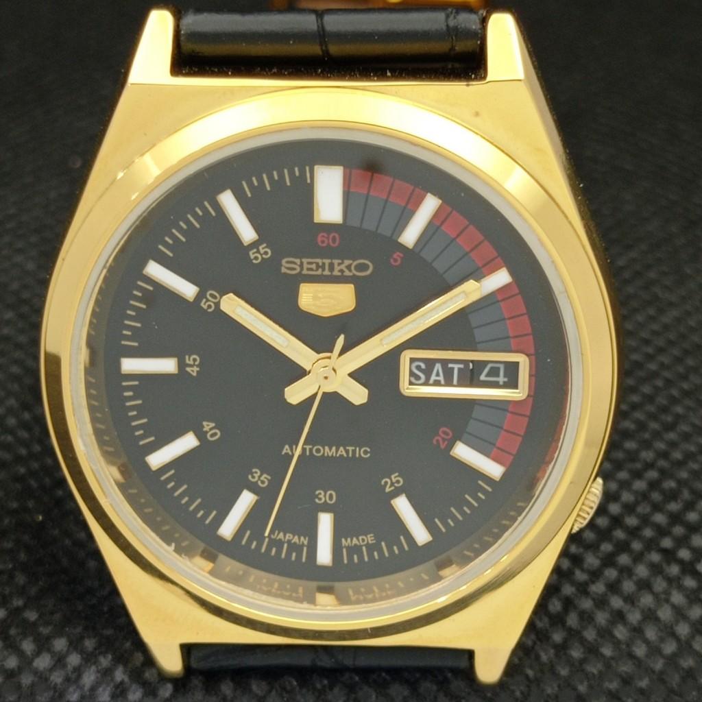 ВОССТАНОВЛЕННЫЕ ВИНТАЖНЫЕ ЧАСЫ SEIKO 5 AUTO 6309A JAPAN MENS DAY/DATE ЧЕРНЫЕ a309511-9