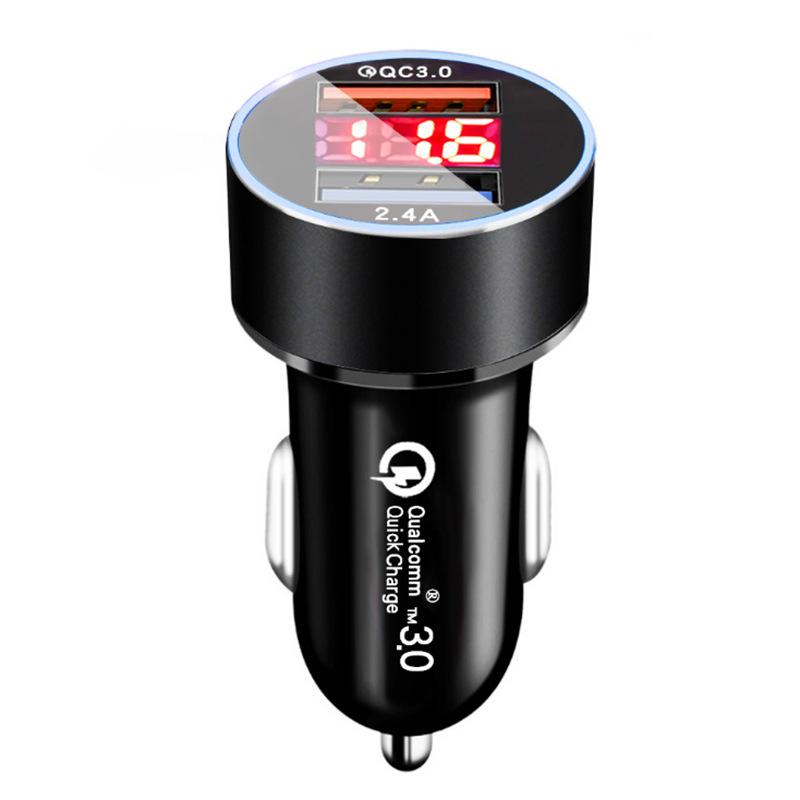 Автомобильное зарядное устройство с двумя USB-разъемами 18 Вт, светодиодная быстрая зарядка, зарядка мобильного телефона для Iphone 12 11 Mini Pro X Xr Max 7 8 Plus Xiaomi Huawei Samsung
